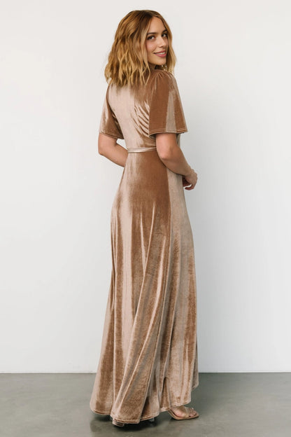 Soft A‑line V‑Neck Flutter Sleeve Closed‑Back Maxi Mother Of Bride Dress