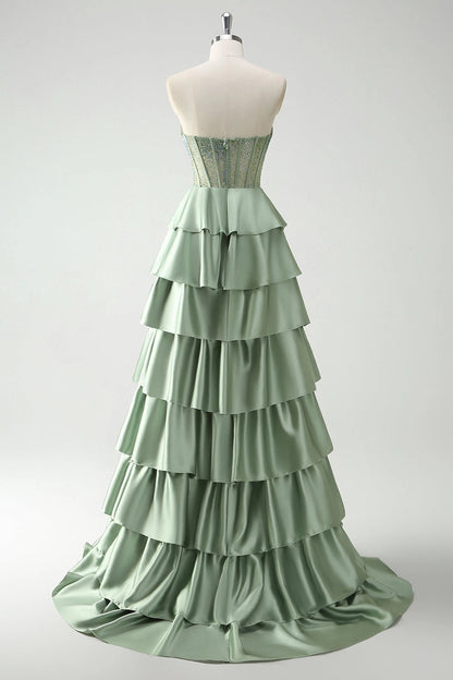 Sage Plus Size A-Line Strapless Sweetheart Straight Back Long Prom Dress 