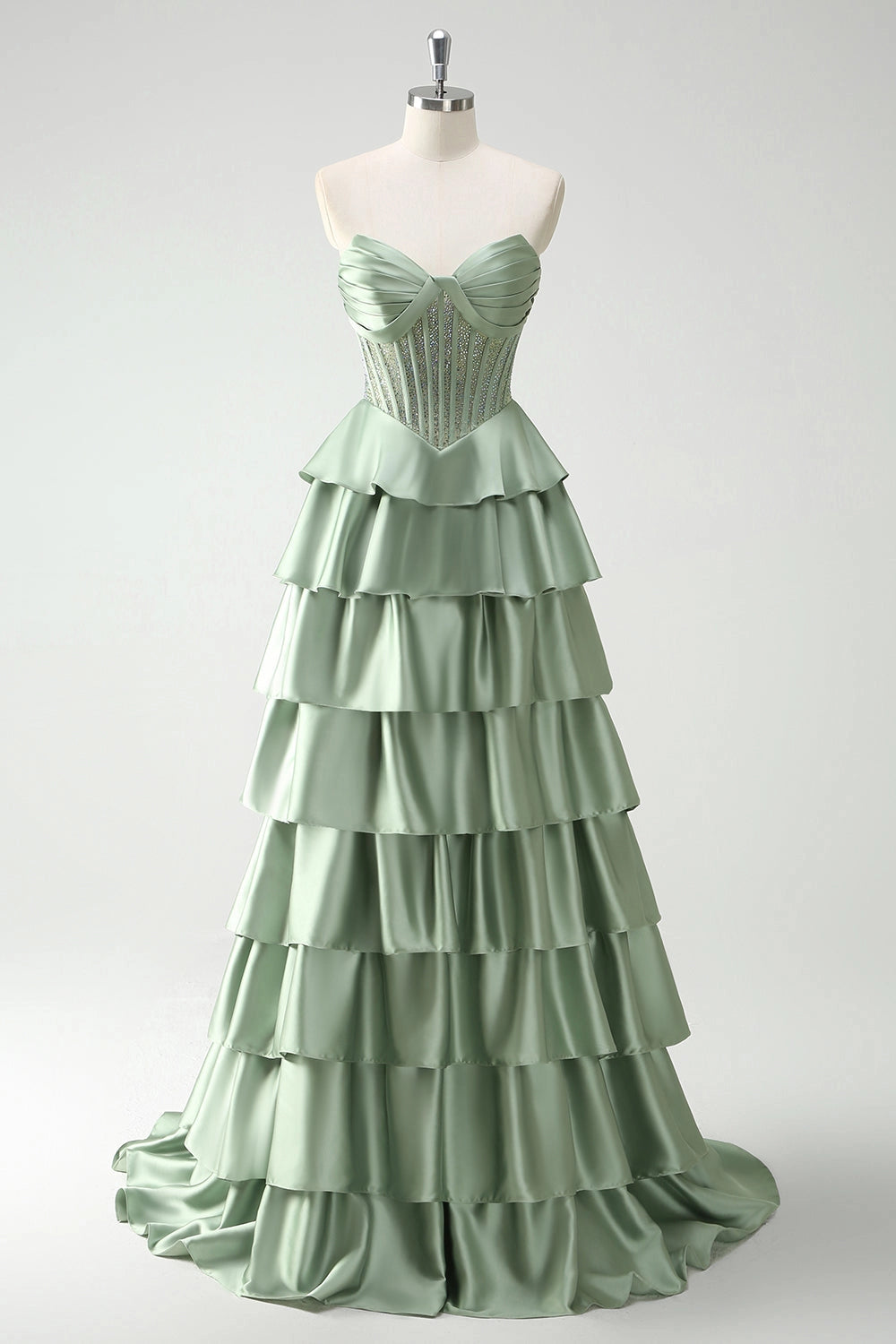 Sage Plus Size A-Line Strapless Sweetheart Straight Back Long Prom Dress 