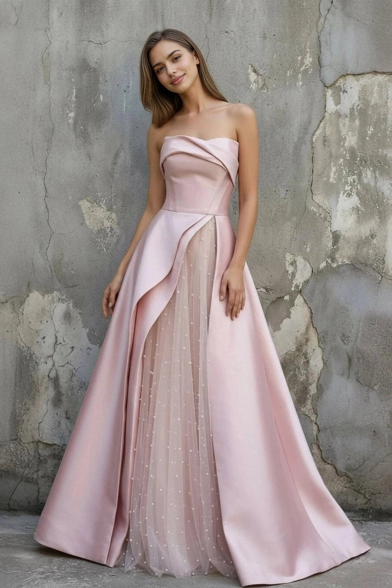 Roselledress Layer Tulle Ballgown Strapless Corset Lace-Up Plus Size Prom Dress
