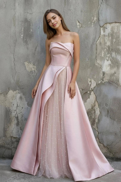 Roselledress Layer Tulle Ballgown Strapless Corset Lace-Up Plus Size Prom Dress