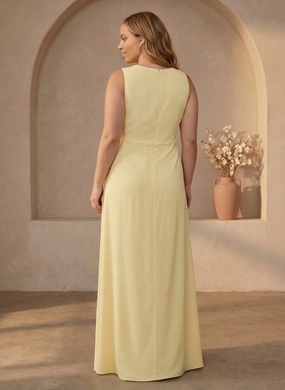 roselledress plain back zipper‑up solid yellow long formal bridesmaid dress