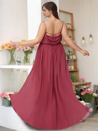 roselledress curvy wine red bridesmaid dress cowl drawstring open back tie back lightweight bridal long dress