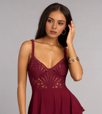 Roselledress Flowy Tiered V-Neck Spaghetti Lace-Up-Back Maxi Plus Size Prom Dress