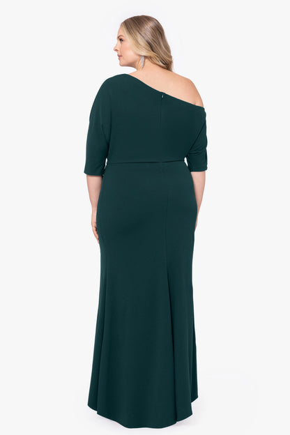 Plus Size Elegant Mermaid Asymmetric Neck Half Sleeve Zipper Back Mother of the Bride Dress