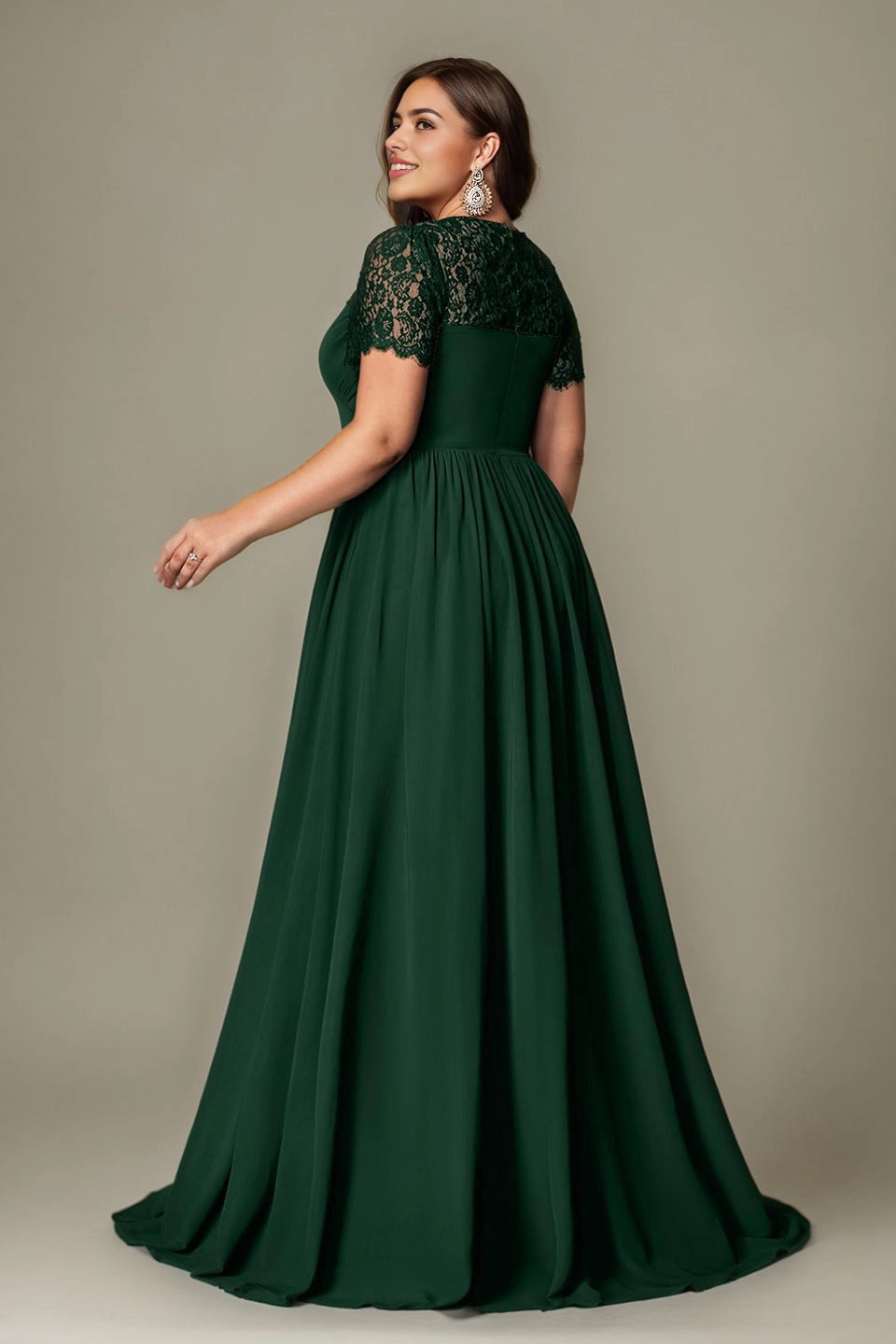 Navy Plus Size A-Line Sweetheart Short Sleeve Closed Back Long Prom Dress