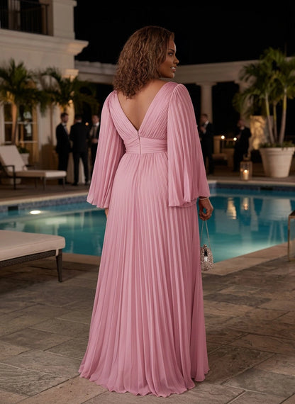 back view roselledress chiffon prom gown deep v‑back invisible zipper
