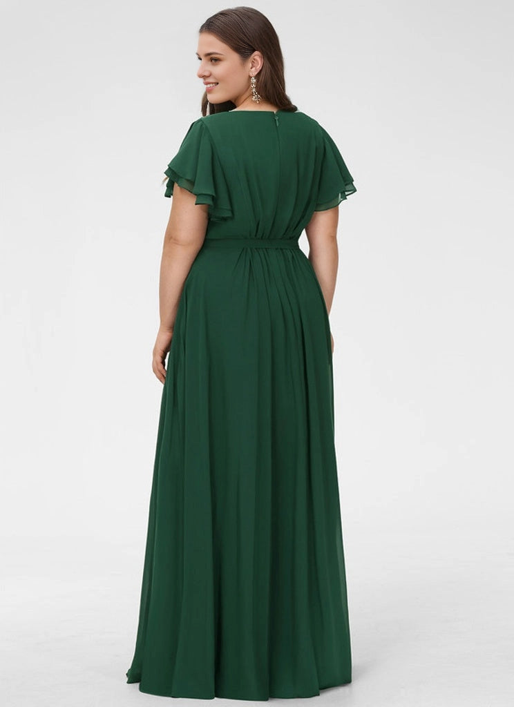 back view emerald green curvy chiffon maxi dress zip back pleated mother wedding outfit
