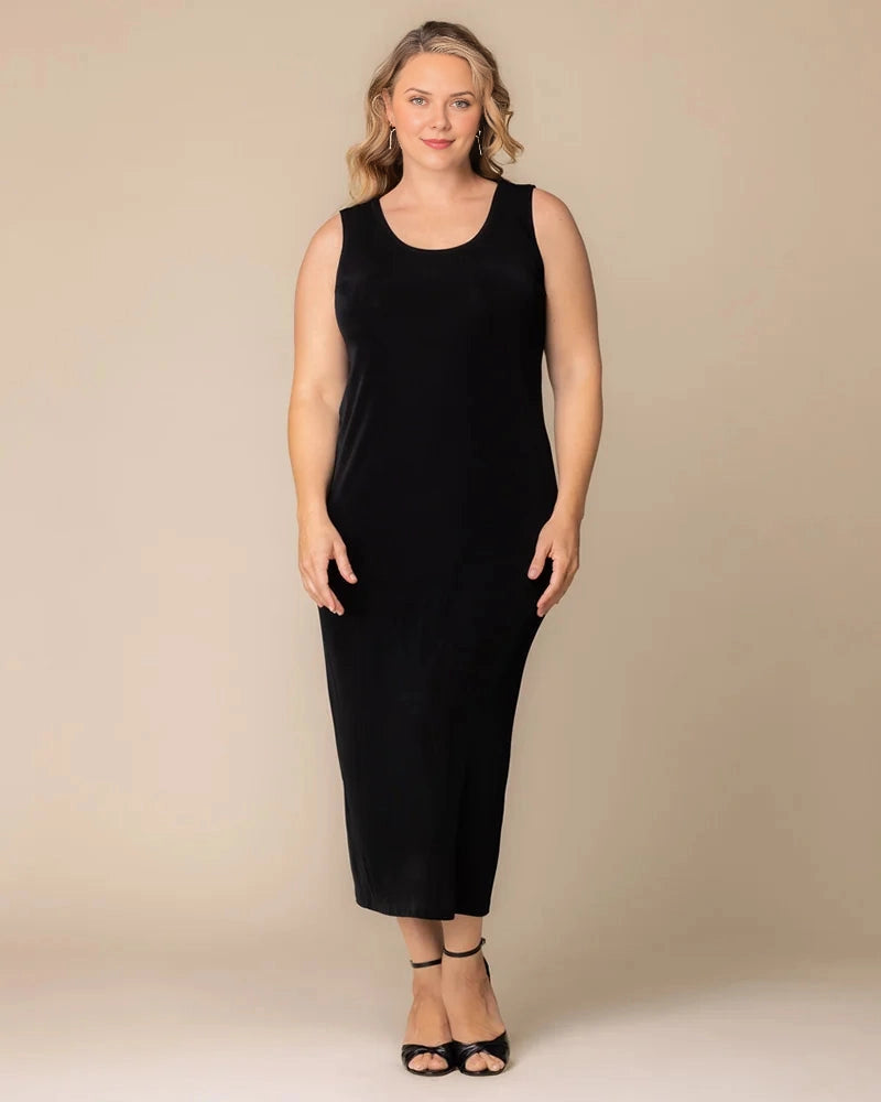 Dusty Blue Velvet Sleeveless Scoop Neck Midi Plus Size Wedding Guest Dress
