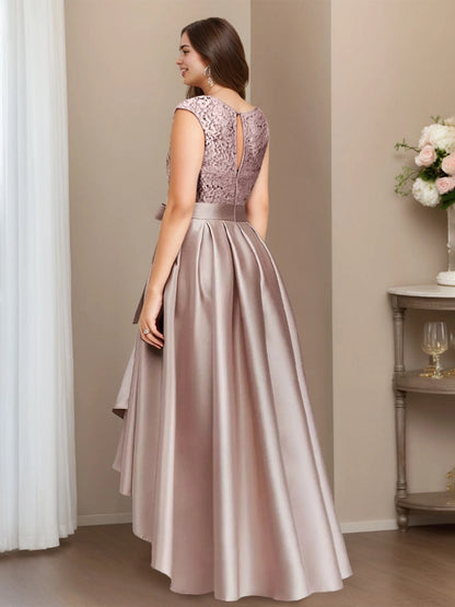 roselledress curvy dusty rose mom formal dress keyhole lace back invisible zipper high low mother of groom dress