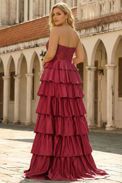 Sage Plus Size A-Line Strapless Sweetheart Straight Back Long Prom Dress 
