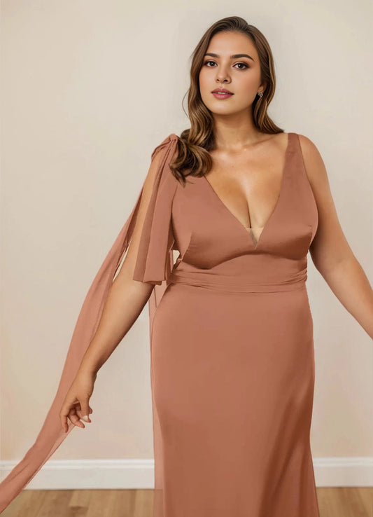 Luxury Mermaid V-Neck One Flutter Sleeve V-Back Maxi plus size Mother Of Bride Dress