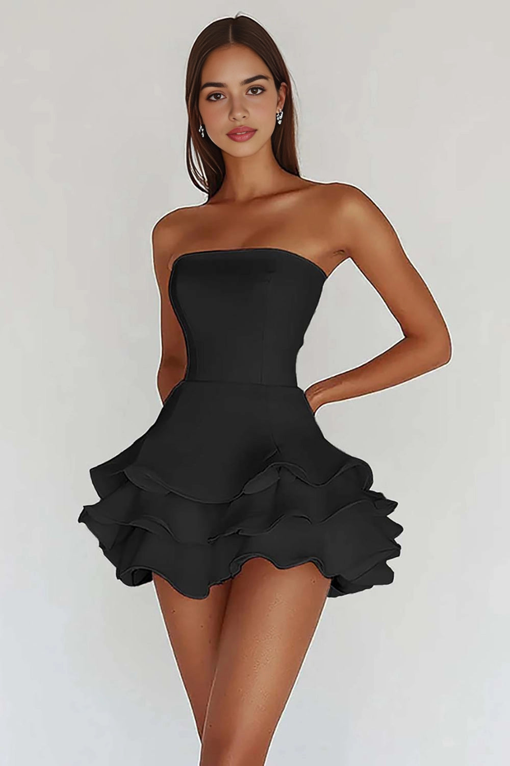 White A-Line Straight Strapless Closed Back Mini Homecoming Dress