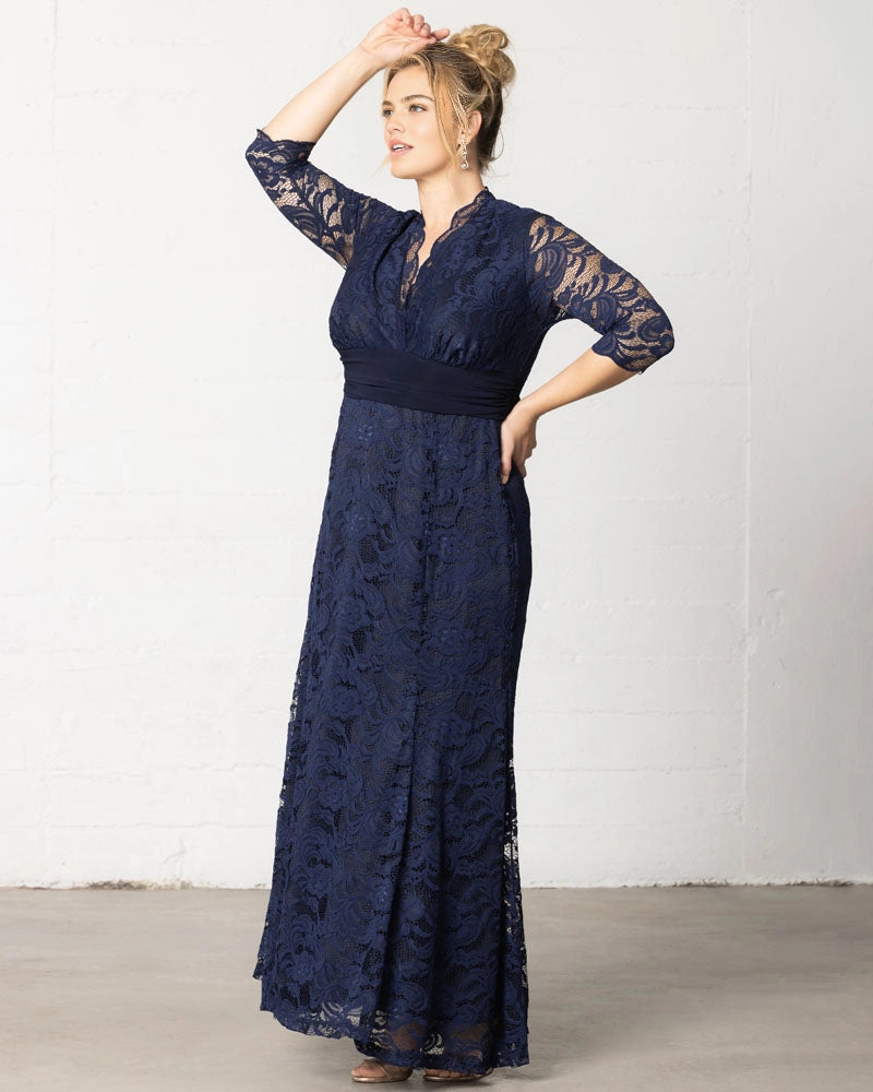 Roselledress 3/4 Sleeve Lace Maxi Plus Size Wedding Guest Dress