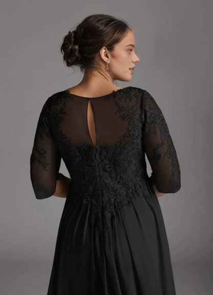 Roselledress Elegant A-Line Bateau 3/4-Sleeve KeyholePlus Size Mother Of Bride Dress