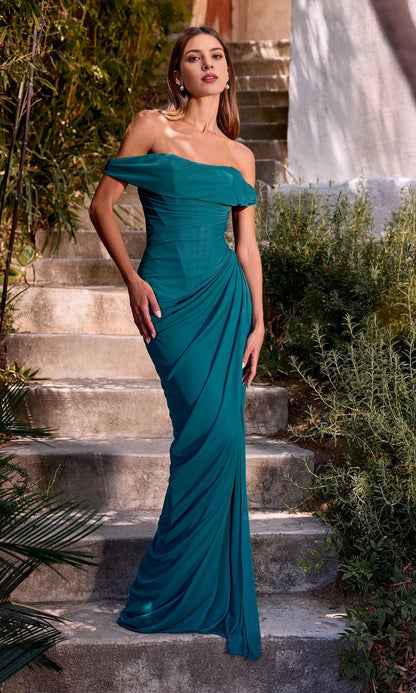 Elegant Mermaid Off Shoulder Sleeveless Lace Up Back Maxi Prom Dress