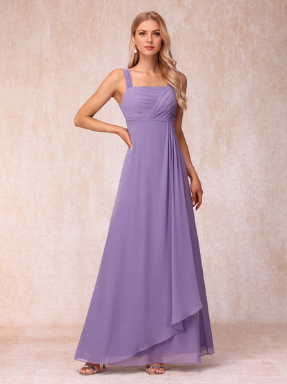 Soft A Line Square 3/4 Sleeve Solid Back Two Piece Long Mother Of Bride Dress