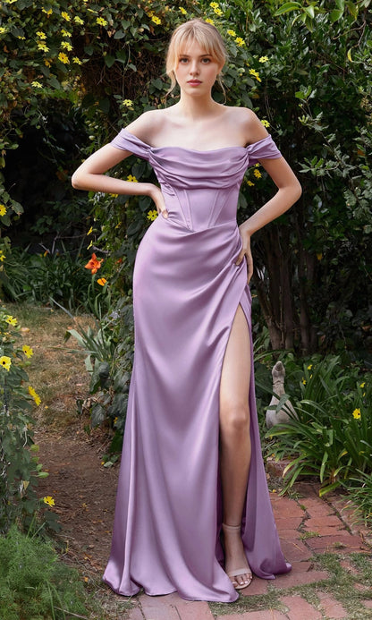 Caramel Mermaid Off-The-Shoulder Short Sleeve Open Back Floor-Length Prom Dress