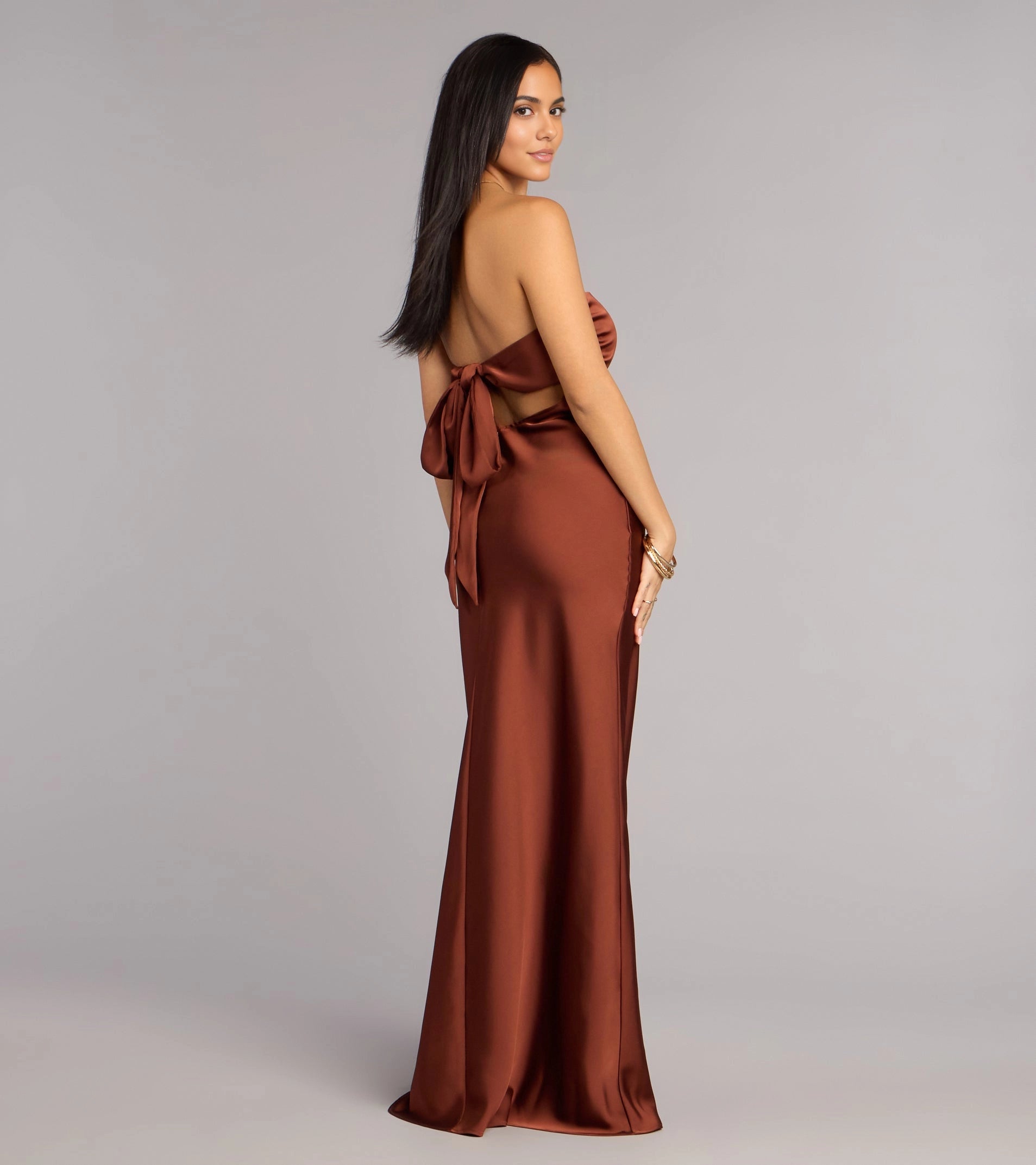 roselledress back cutout big bow tie open back satin formal prom maxi gown