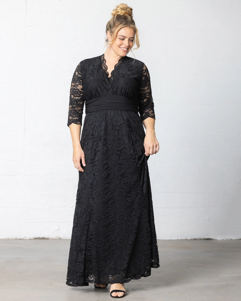 Roselledress 3/4 Sleeve Lace Maxi Plus Size Wedding Guest Dress