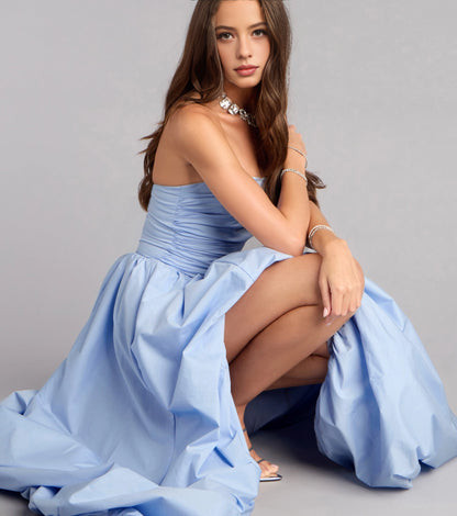 Romantic A Line Strapless Lace Up Back Long Prom Dress