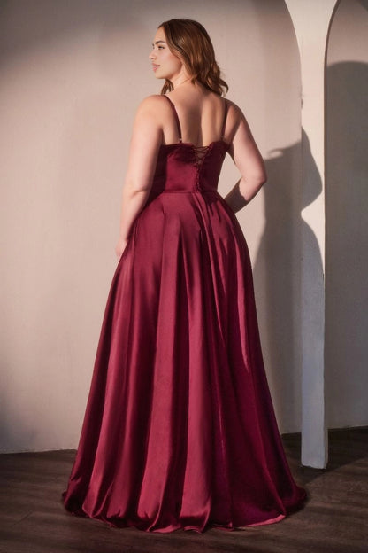 roselledress curve wine red corset lace up open back floor length formal evening dress