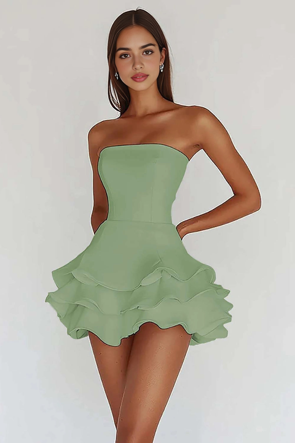 White A-Line Straight Strapless Closed Back Mini Homecoming Dress