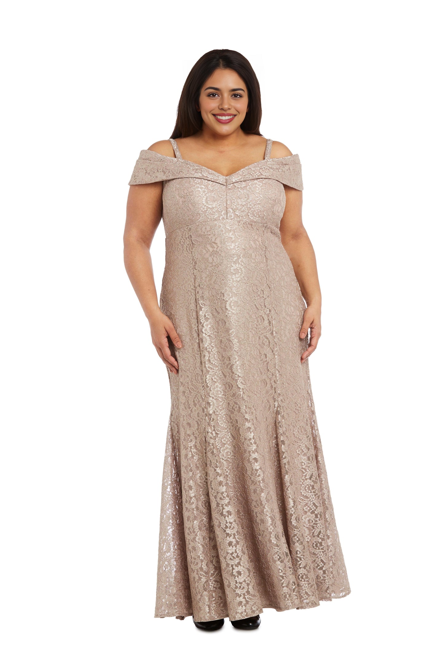 Roselledress Modest Plus Size Mermaid Off Shoulder Strap Low Back Lace Maxi Prom Dress
