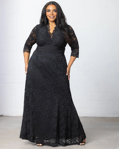 Roselledress 3/4 Sleeve Lace Maxi Plus Size Wedding Guest Dress