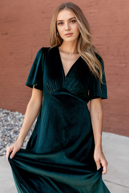 Elegant A‑Line V‑Neck Short‑Sleeve Keyhole‑Back Floor‑Length Mother Of Bride Dress