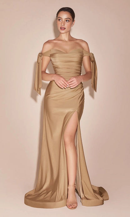 Plum Mermaid Sweetheart Off Shoulder Bow Open Back Maxi Prom Dress
