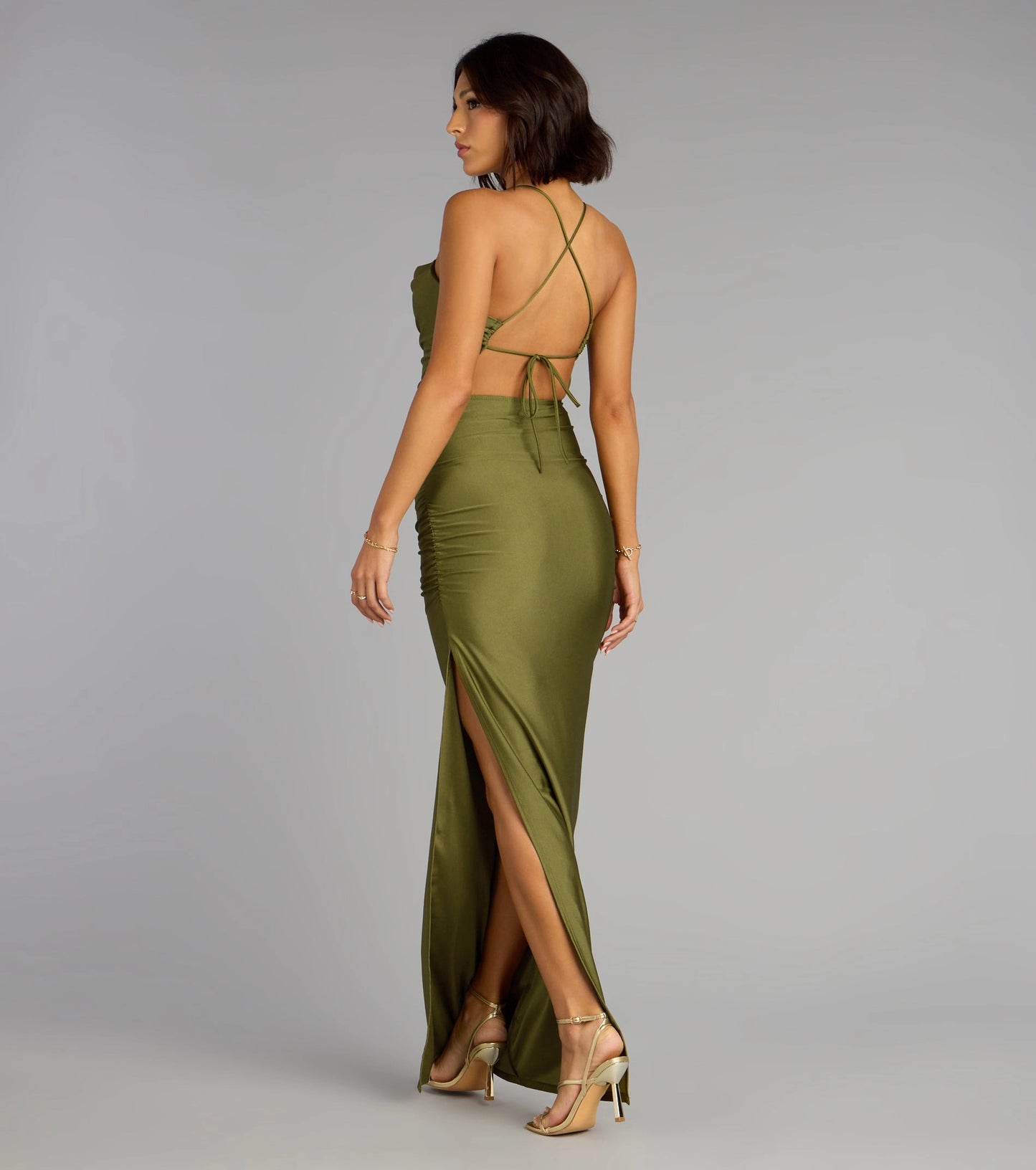 Navy Sheath Straight Tube Spaghetti Tie Back Long Prom Dress