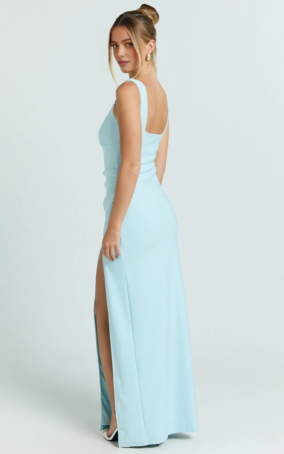 Roselledress sheath formal dress plus size square neck low u back invisible zipper maxi prom dress back view