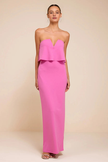 Sleek Mermaid Strapless Cutout Zip Back Maxi Prom Dress