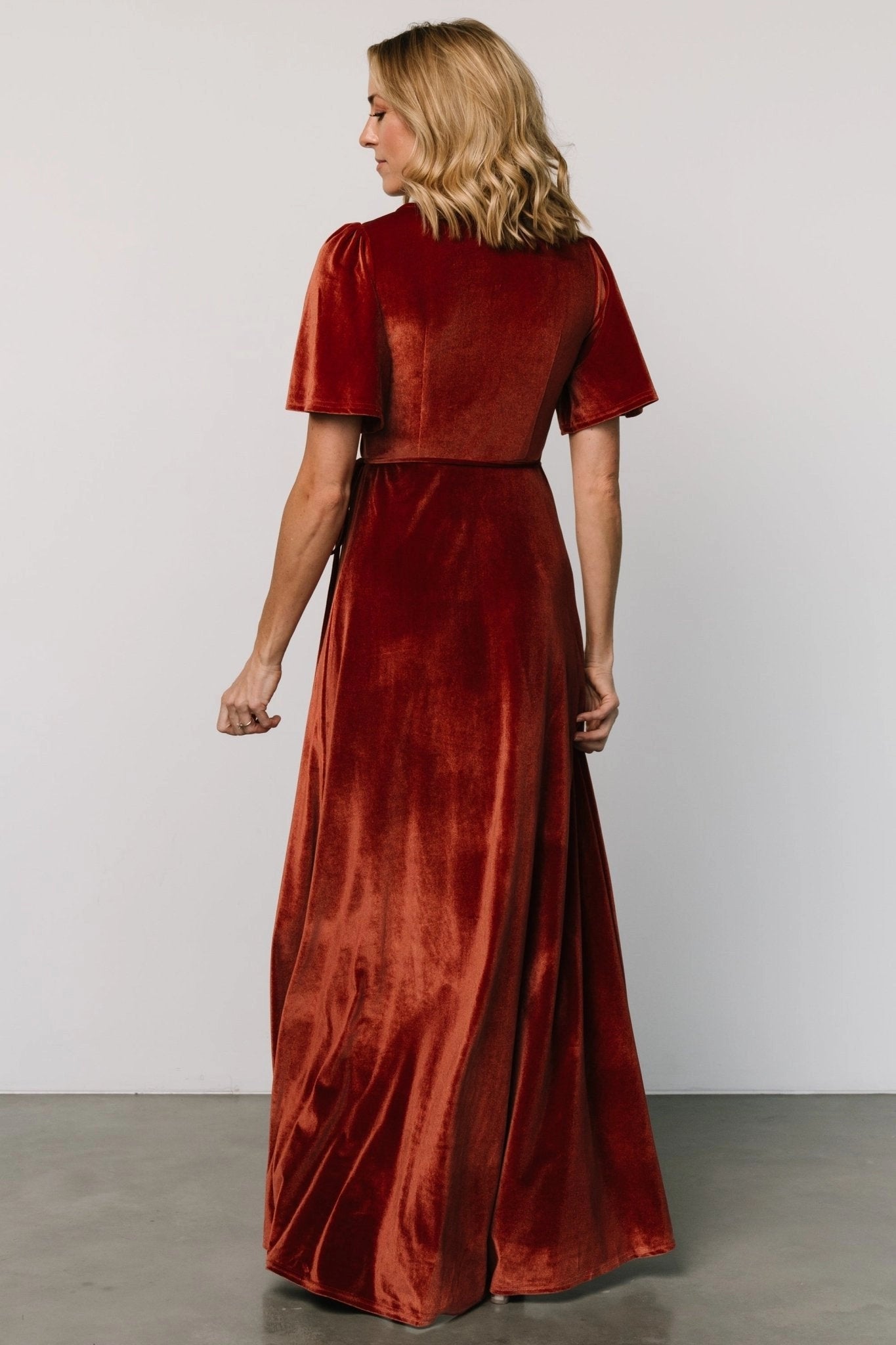Soft A‑line V‑Neck Flutter Sleeve Closed‑Back Maxi Mother Of Bride Dress