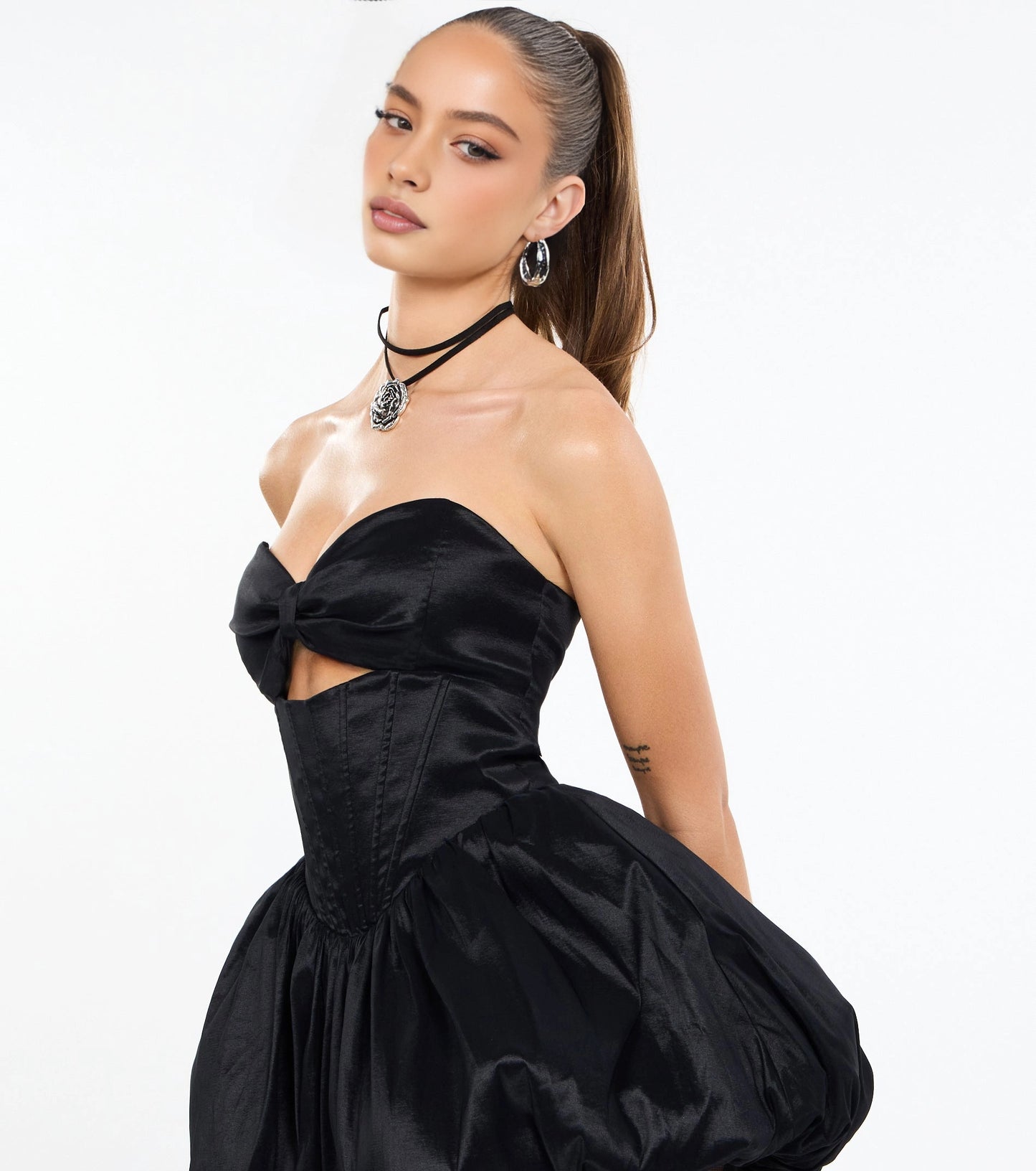 Glossy Bubble Strapless Sleeveless Lace Up Back Mini Homecoming Dress