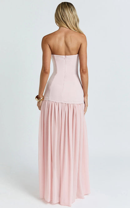 Strapless Chiffon Split Skirt Bodycon Plus Size Wedding Guest Dress