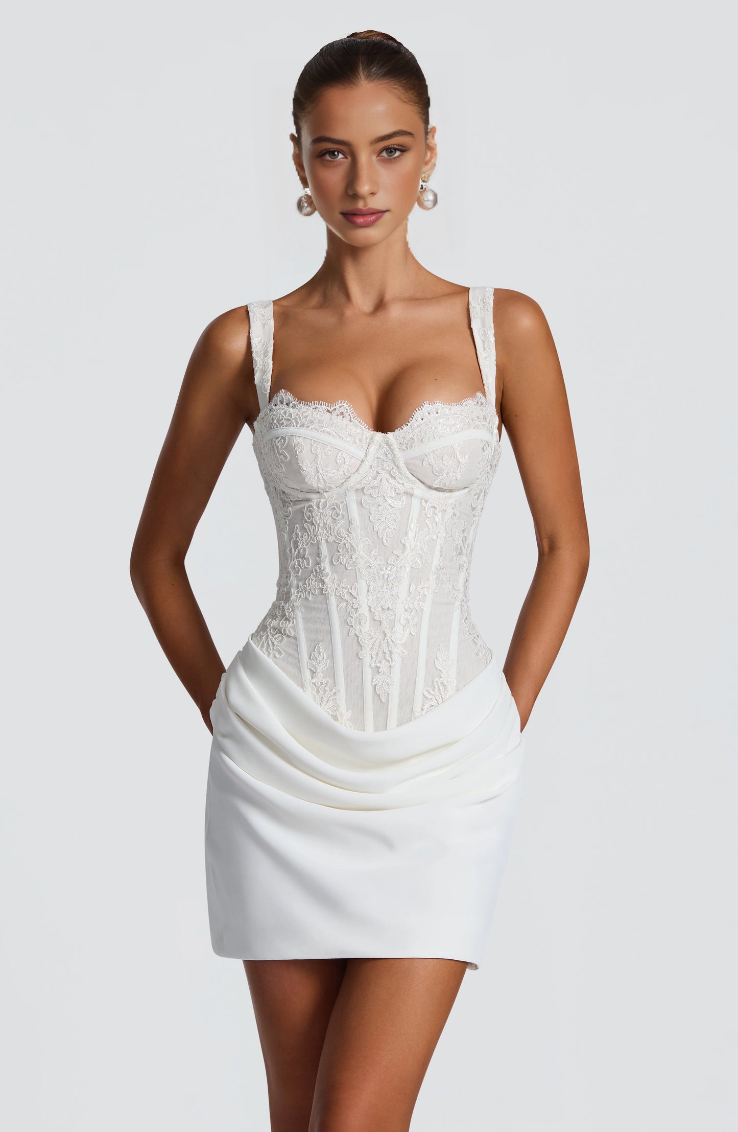 Lace Corset Sweetheart Sleeveless LaceUpBack Mini Homecoming Dress