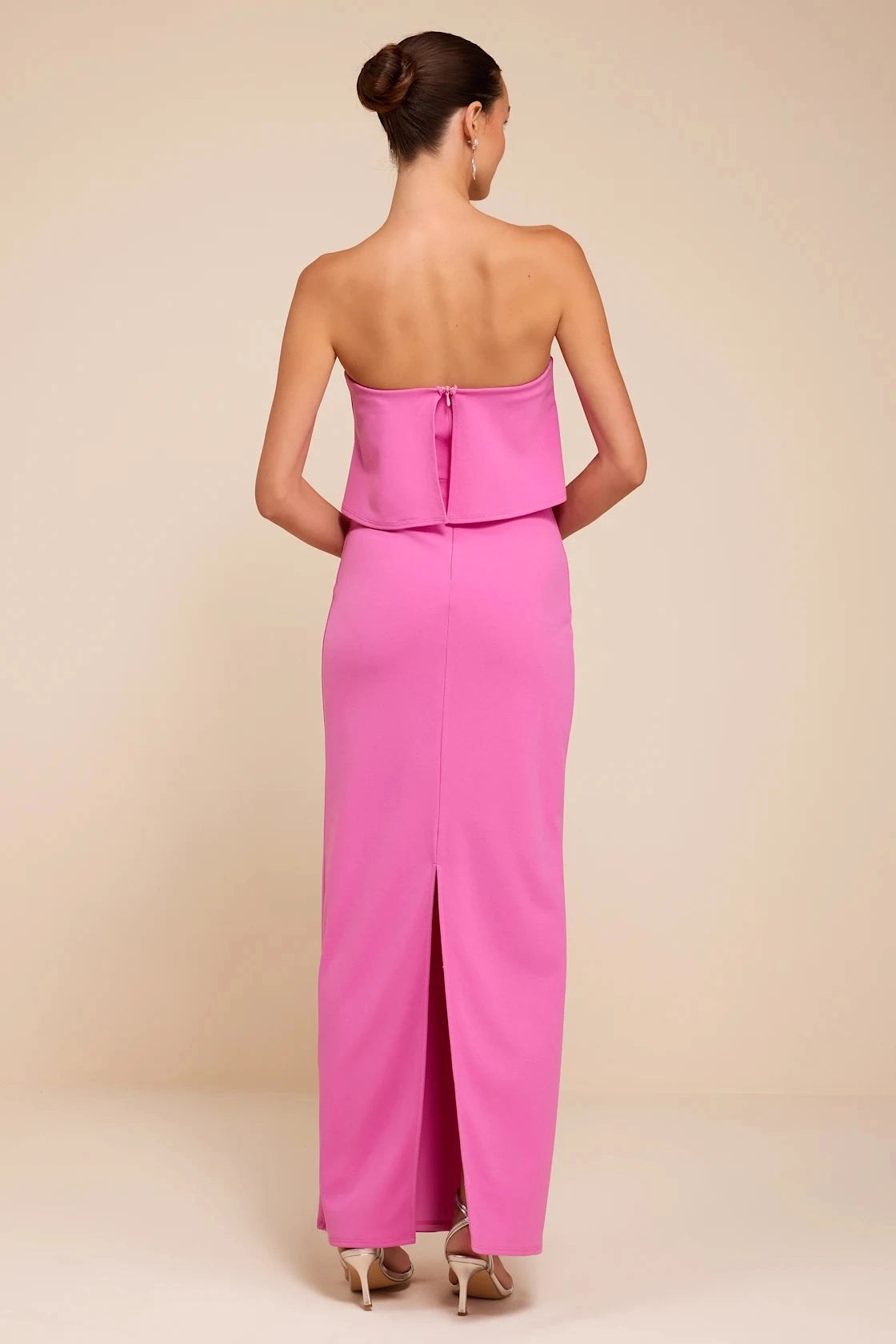 Straight Maxi Strapless Plain Back Ruffled Long Prom Dress