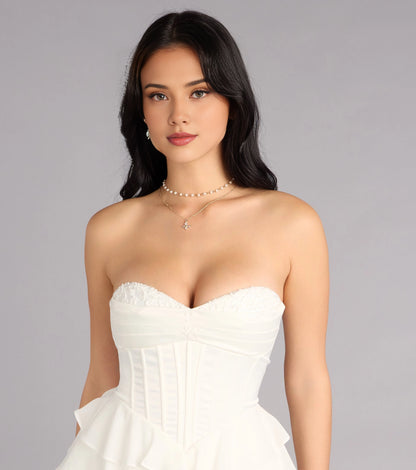 Ruffled Tiered Strapless Sleeveless Lace Up Back Mini Homecoming Dress