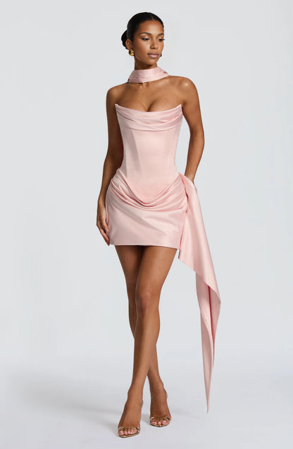 Satin Corset Strapless Strapless LaceUpBack Mini  Homecoming Dress