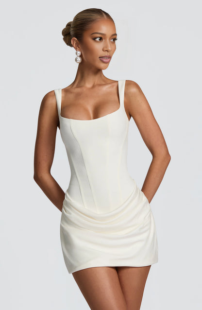 Sculpted Corset Square Sleeveless LaceUpBack Mini Homecoming Dress