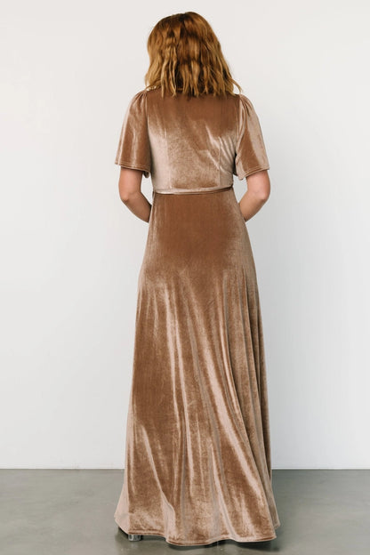 Soft A‑line V‑Neck Flutter Sleeve Closed‑Back Maxi Mother Of Bride Dress