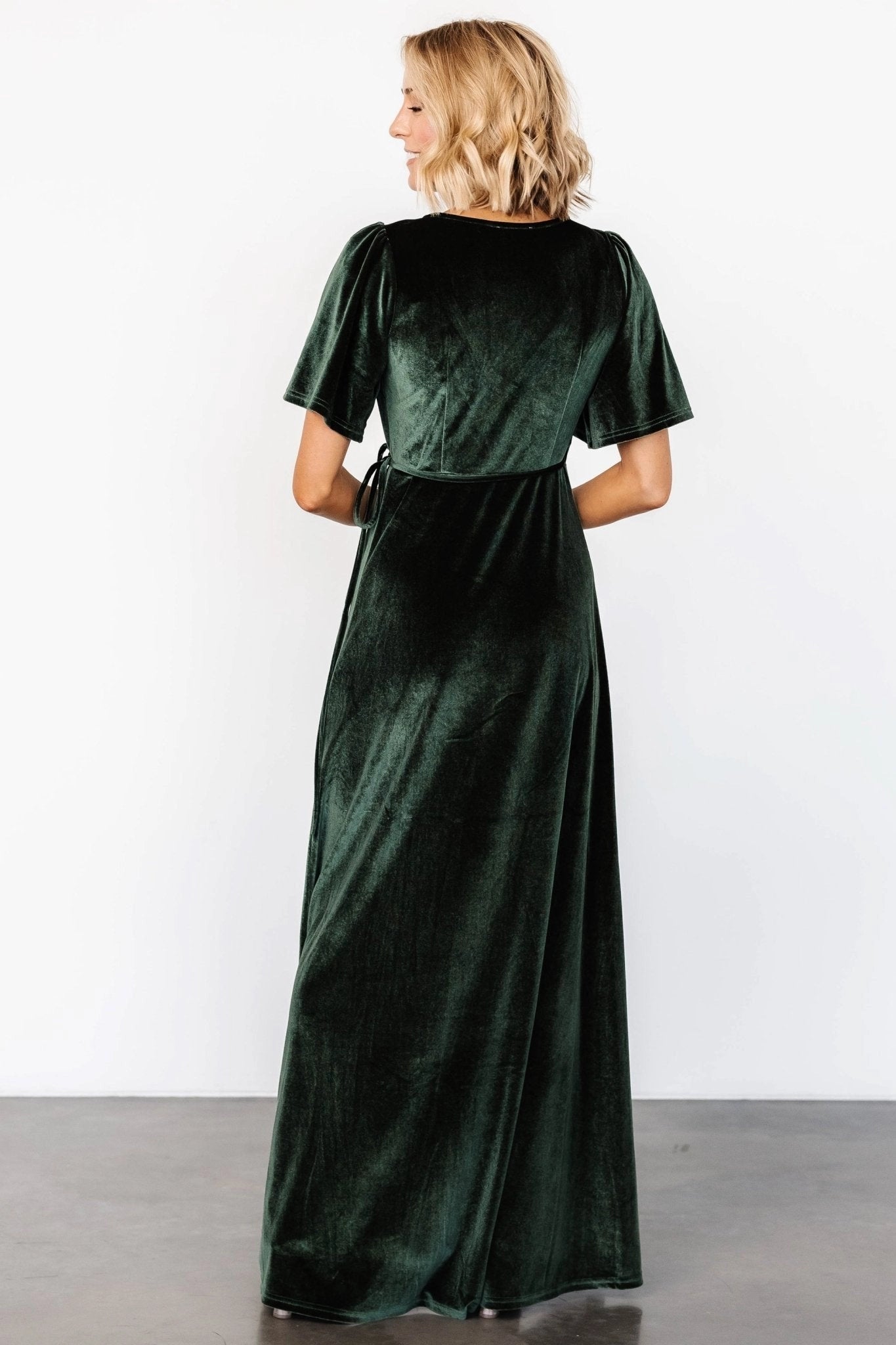 Soft A‑line V‑Neck Flutter Sleeve Closed‑Back Maxi Mother Of Bride Dress