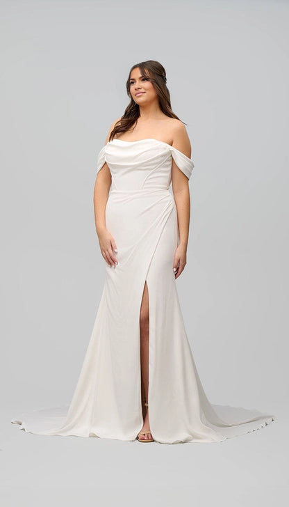 Romantic Mermaid Sweetheart Off-Shoulder Button Back Plus Size Wedding Dress