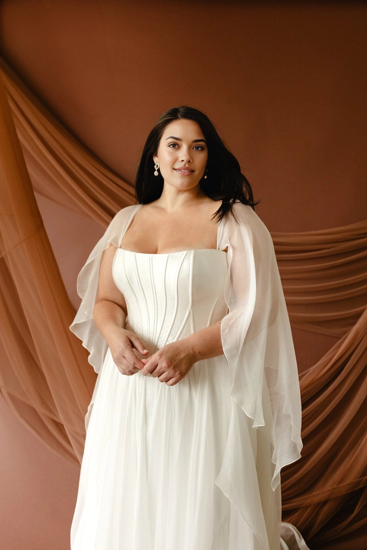 Elegant A-Line Strapless Sleeveless Zipper Back Floor-Length Plus Size Wedding Dress
