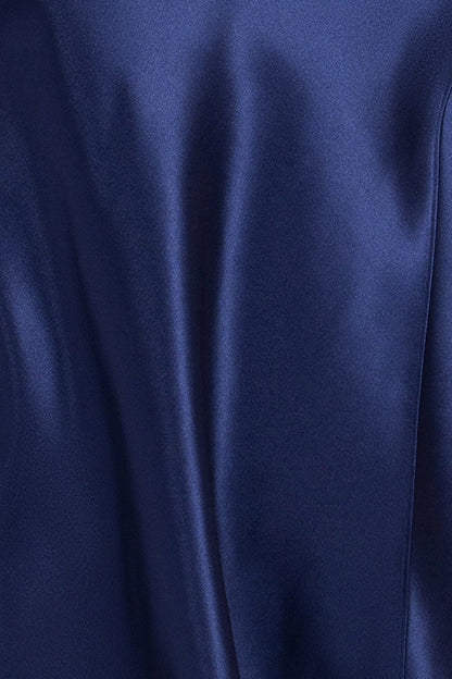 Elegant Sheath Asymmetric Neck Draped Sleeve Ruched Back Plus Size Wedding Guest Dress