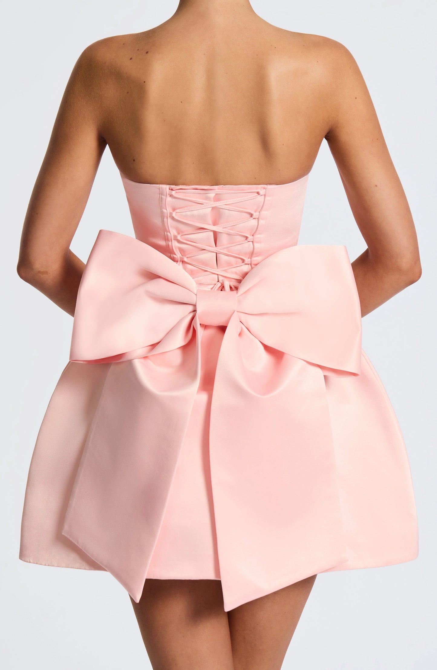 White Fit Flare Strapless Sleeveless Lace Up Back Mini Homecoming Dress