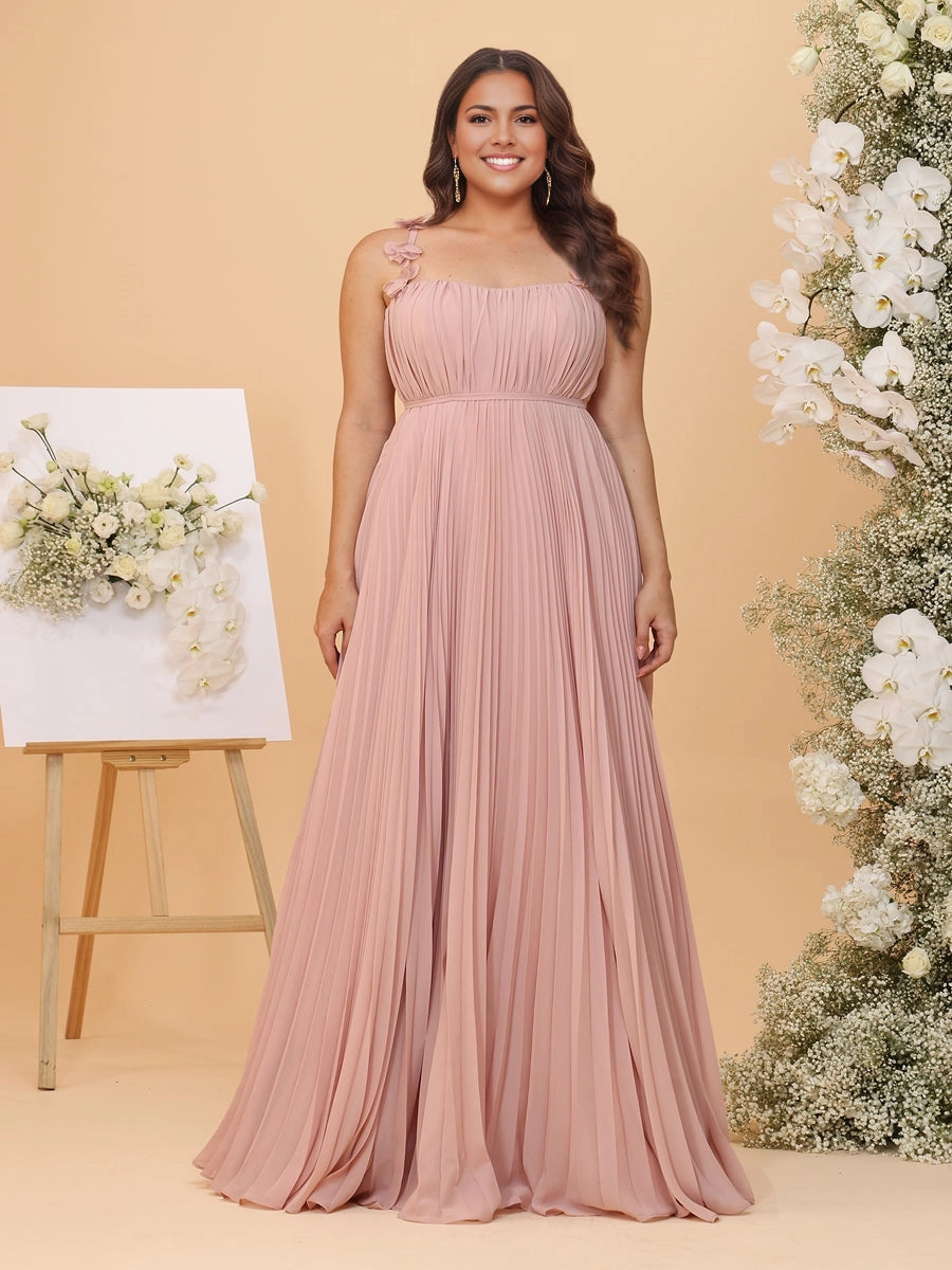 RoselleDress dusty rose maternity a‑line bridesmaid dress square neck ruffle strap maxi gown front view